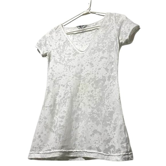 Hard Tail Forever V-Neck T-Shirt | White Burnout Top | Logo Back | Size S Small - Picture 3 of 14